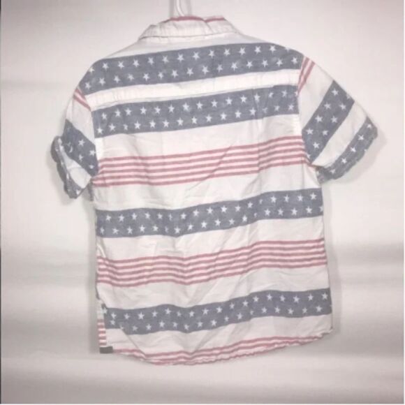 Kid's Free Planet Red White & Blue Short Sleeve Button Down Shirt - Picture 5 of 6